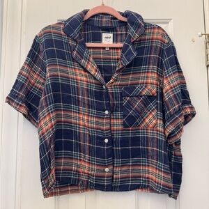 Aerie Flannel Button Up Pajama Top
